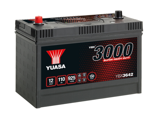 YUASA Starterbatterie YBX3000 SHD Super Heavy Duty 12 V, 110 Ah, 925 A ybx3642 12V 68Ah 925A für LAND ROVER