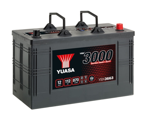 YUASA Starterbatterie YBX3000 SHD Super Heavy Duty 12 V, 112 Ah, 870 A ybx3663 12V 68Ah 870A für Volvo