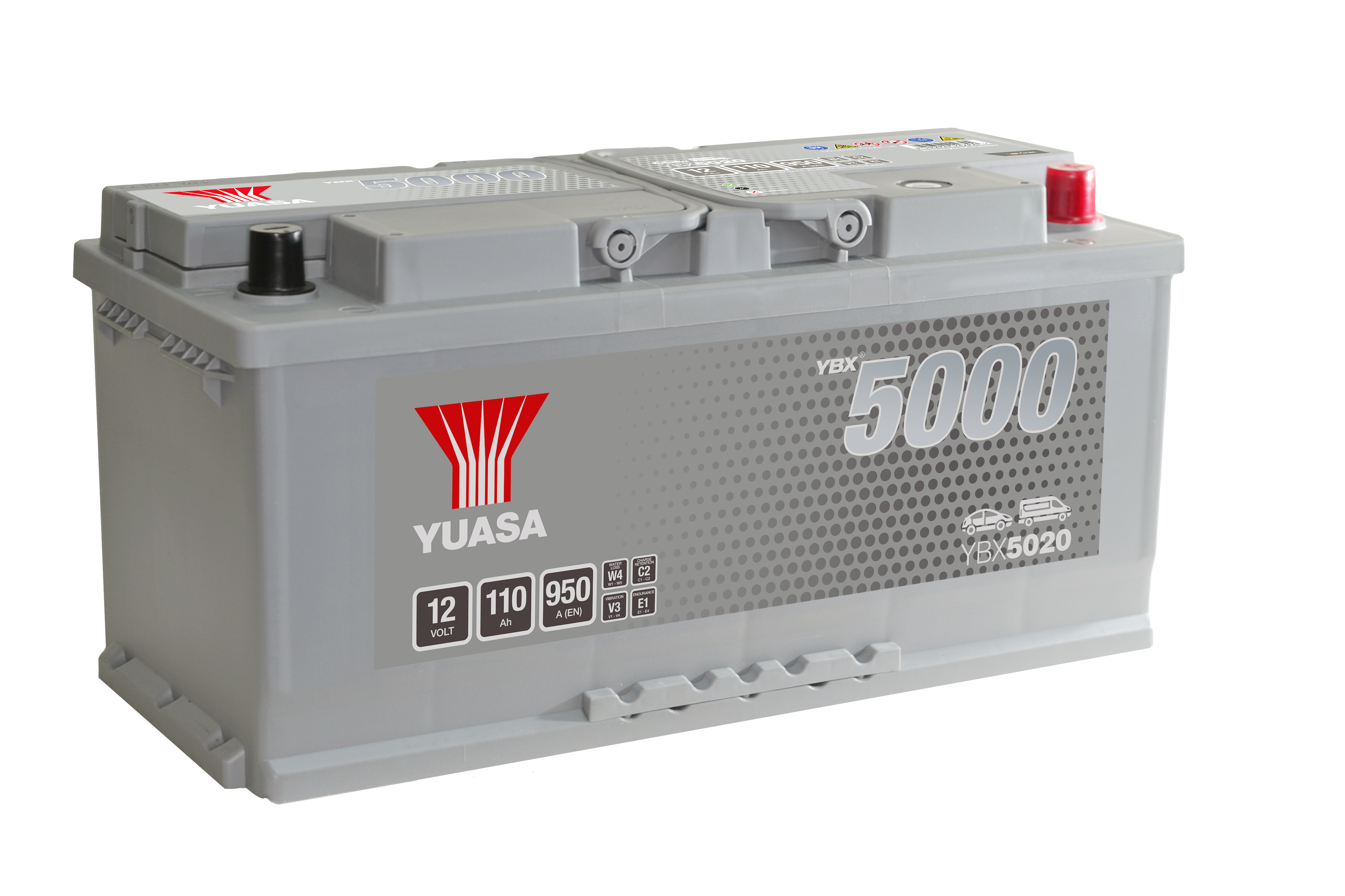 YUASA Starterbatterie YBX5000 SMF Silver High Performance 12 V, 110 Ah, 950 A ybx5020 12V 68Ah 950A für Fiat ALFA ROMEO LANCIA Opel Iveco LAND ROVER