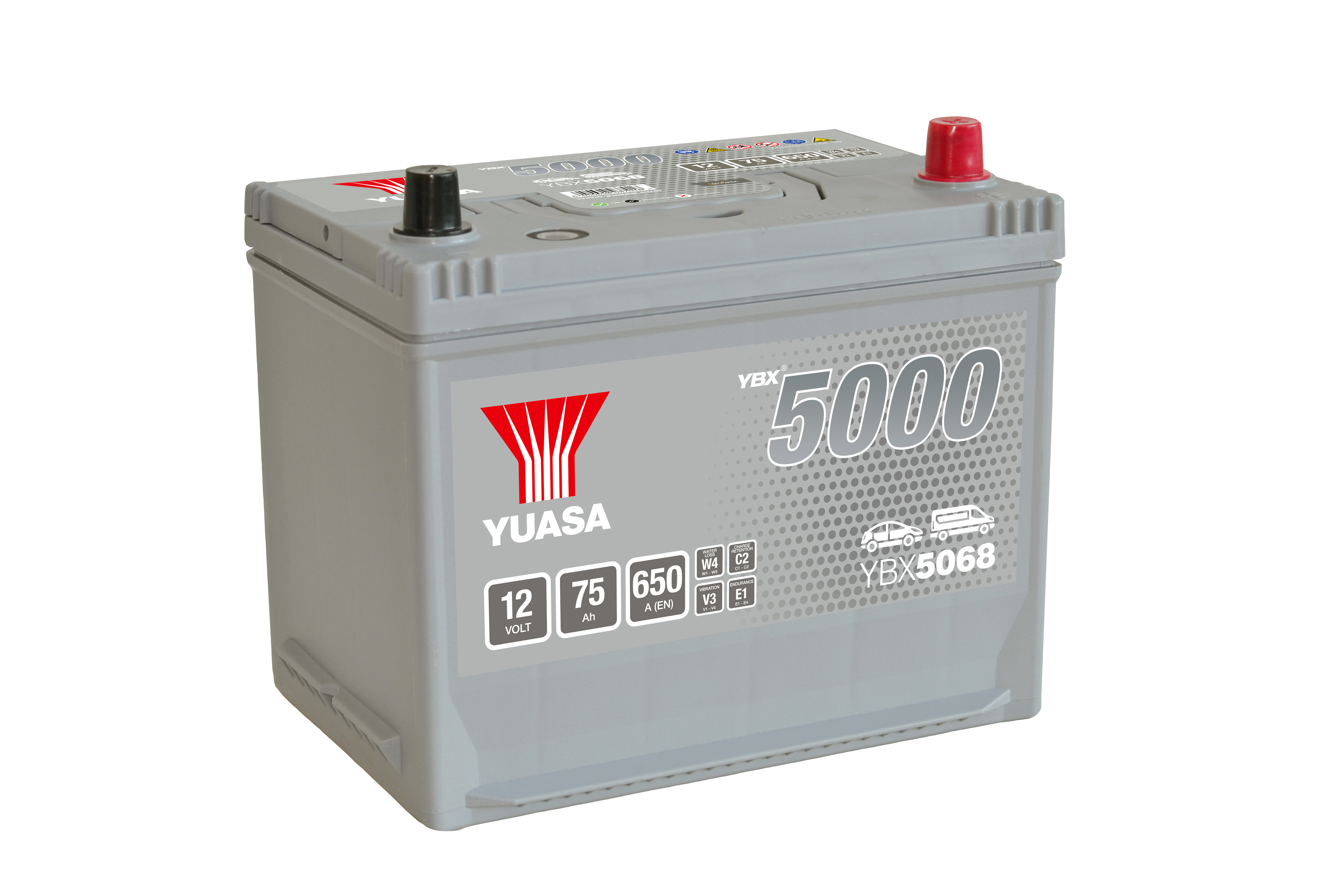 YUASA Starterbatterie YBX5000 SMF Silver High Performance 12 V, 75 Ah, 650 A ybx5068 12V 68Ah 650A für KIA HYUNDAI HONDA