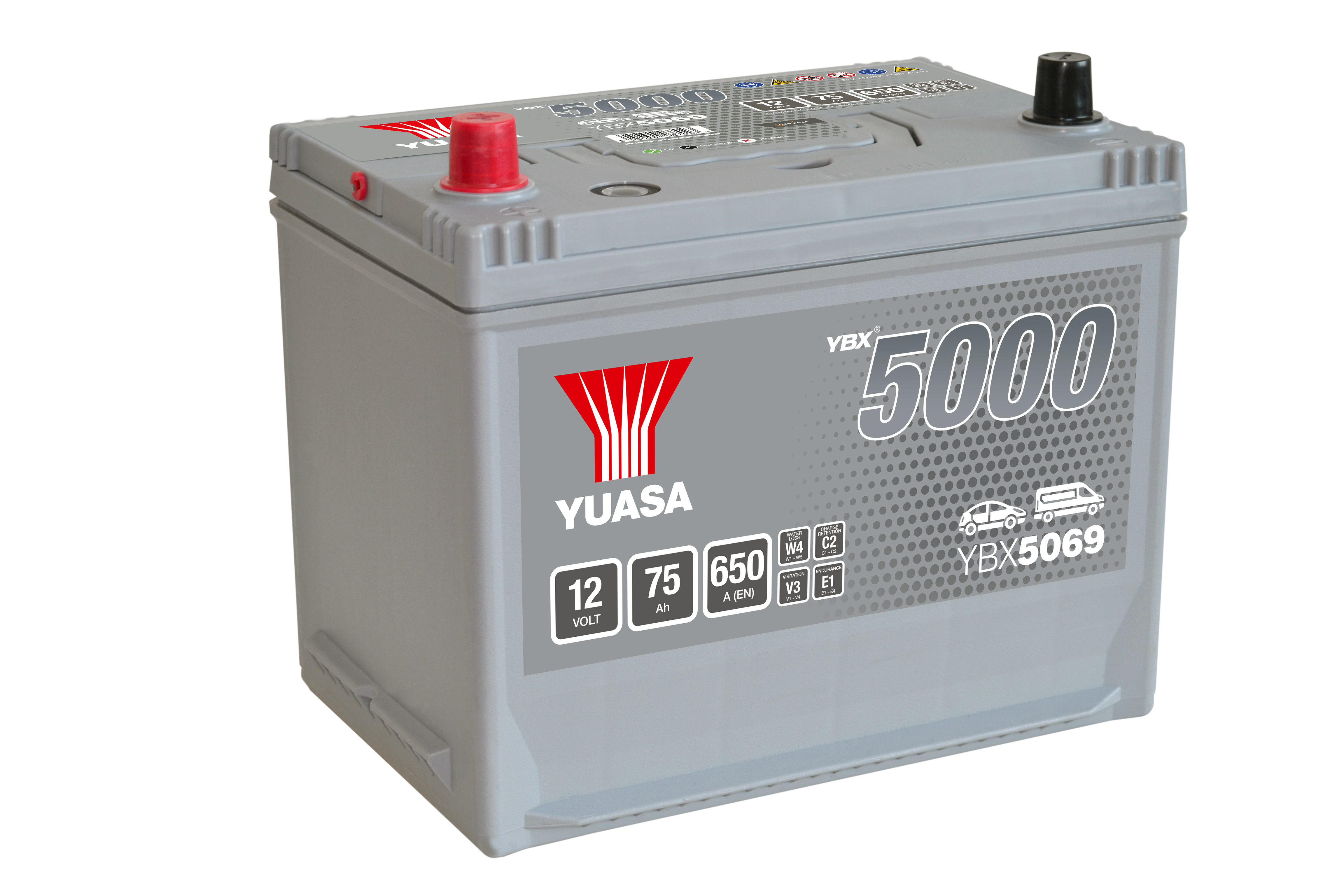 YUASA Starterbatterie YBX5000 SMF Silver High Performance 12 V, 75 Ah, 650 A ybx5069 12V 68Ah 650A