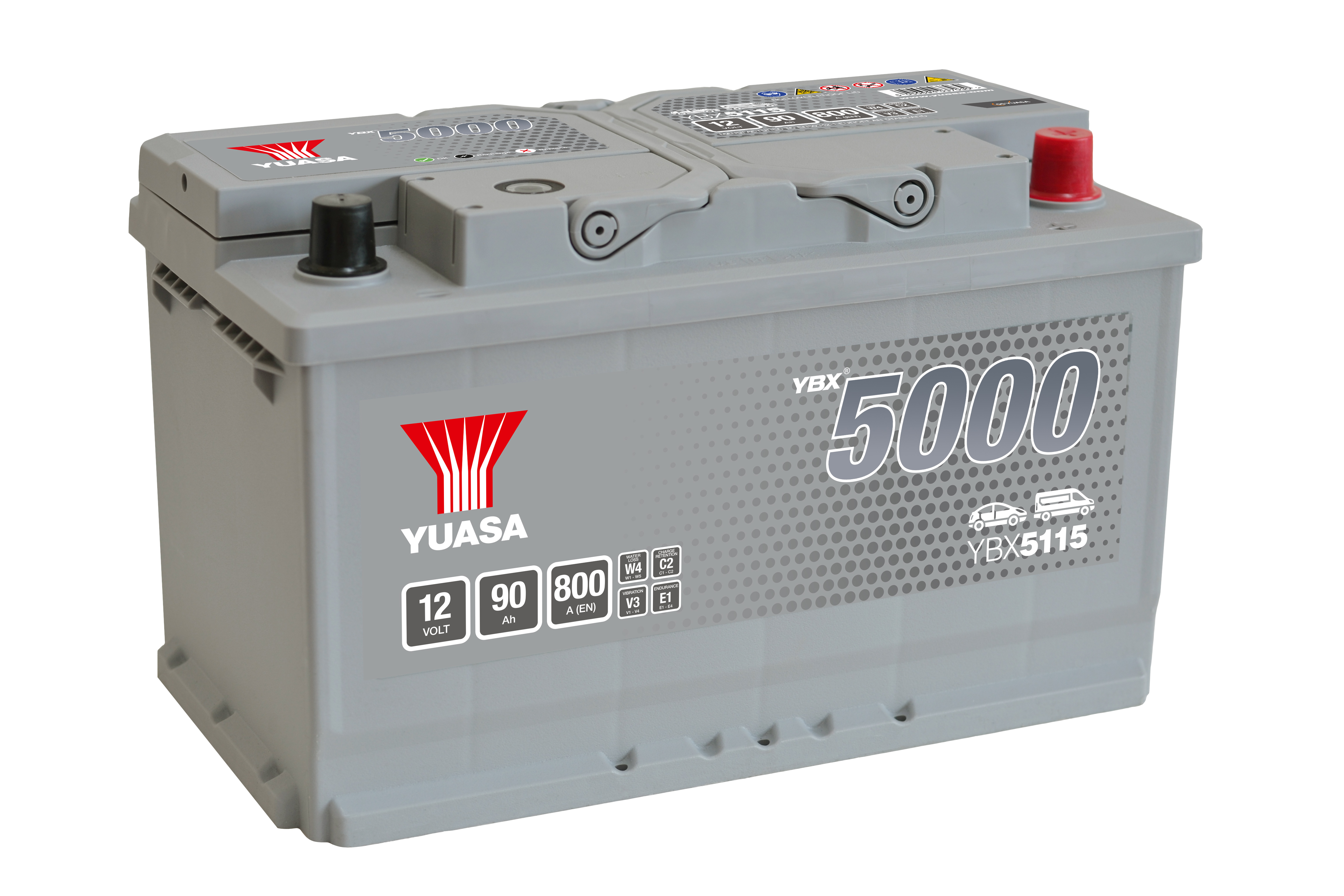 YUASA Starterbatterie YBX5000 SMF Silver High Performance 12 V, 90 Ah, 800 A ybx5115 12V 68Ah 800A für Vaughall Opel Mercedes CHEVROLET Fiat ALF