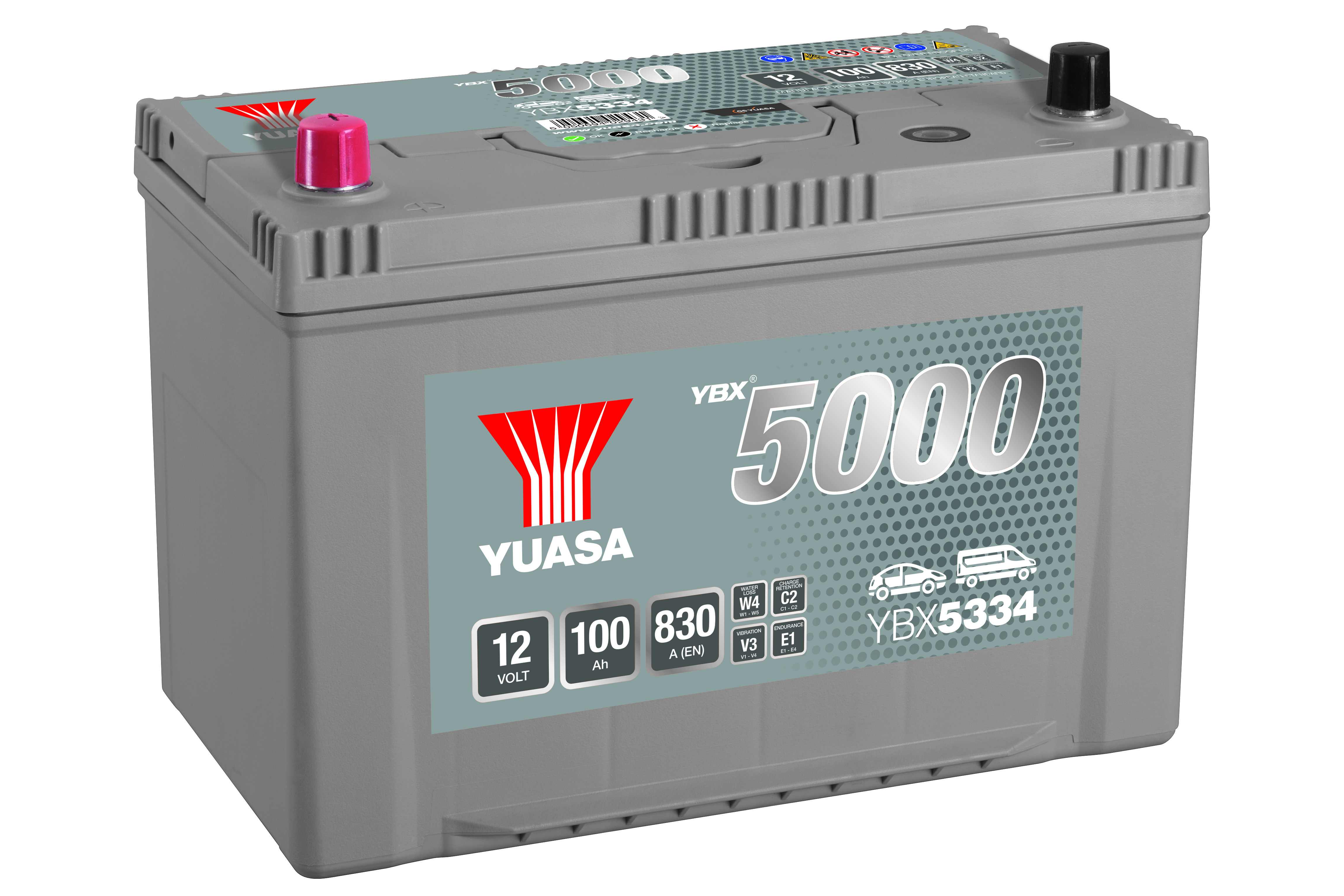 YUASA Starterbatterie YBX5000 SMF Silver High Performance 12 V, 100 Ah, 830 A ybx5334 12V 68Ah 830A für Iveco NISSAN KIA HYUNDAI