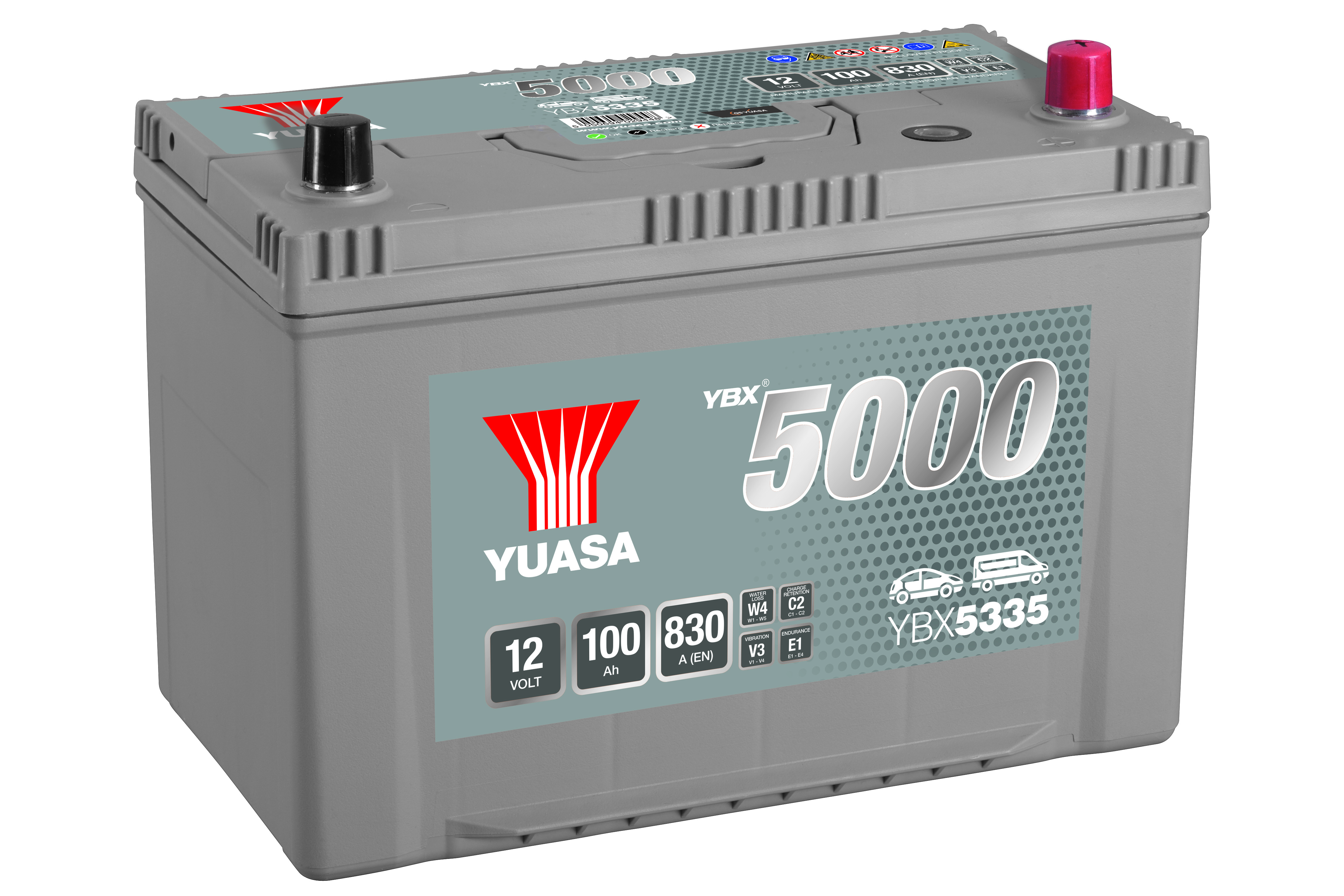 YUASA Starterbatterie YBX5000 SMF Silver High Performance 12 V, 100 Ah, 830 A ybx5335 12V 68Ah 830A für Fiat Mercedes KIA HYUNDAI NISSAN TOYOTA