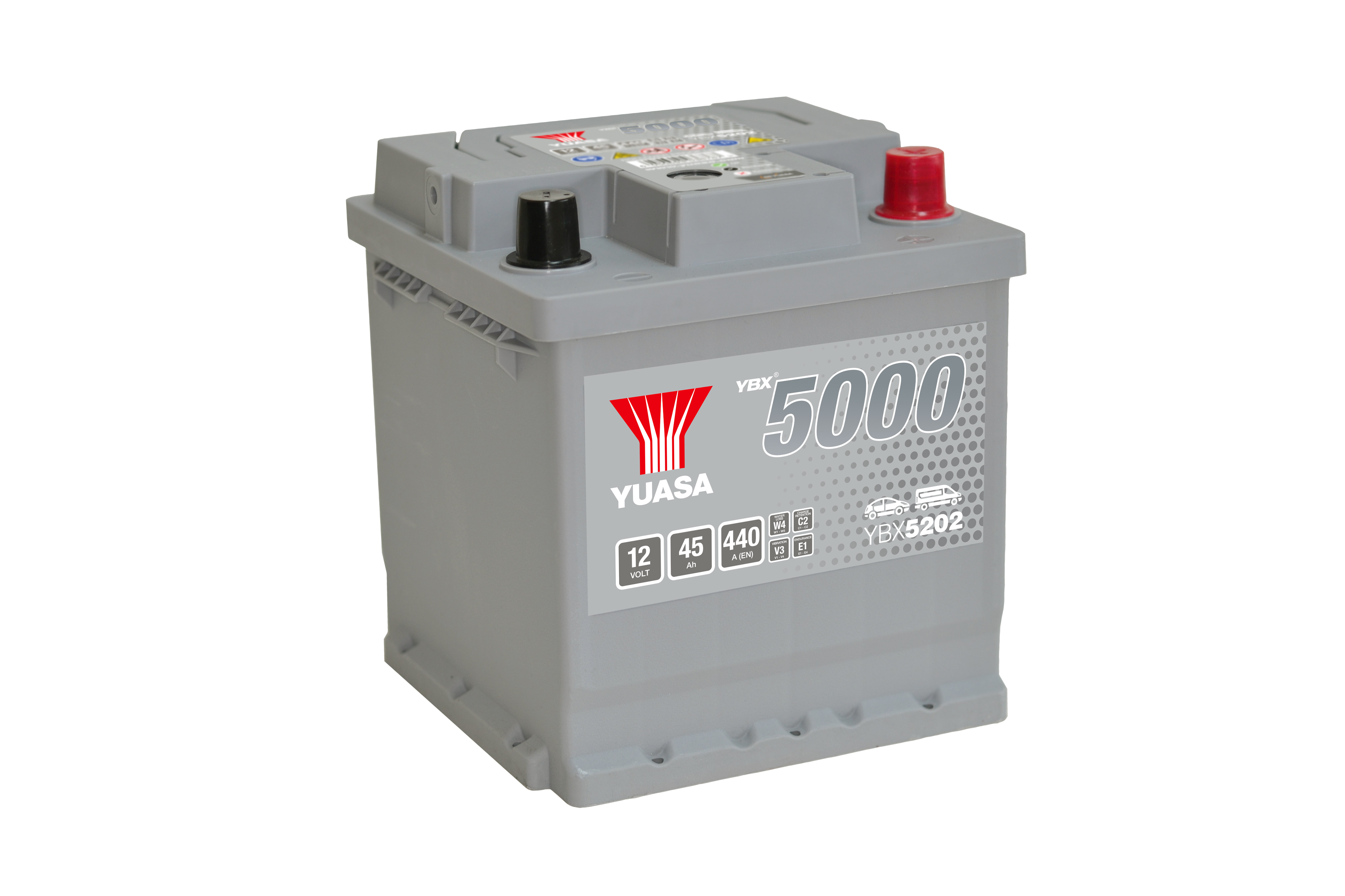 YUASA Starterbatterie YBX5000 SMF Silver High Performance 12 V, 45 Ah, 440 A ybx5202 12V 68Ah 440A für Citroën/Peugeot BMW Fiat