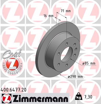 Zimmermann COAT Z Bremsscheibe voll 298 mm Hinterachse