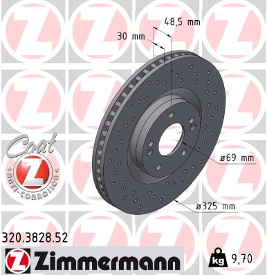 Zimmermann Bremsscheibe innenbel�ftet gelocht 325 mm Vorderachse