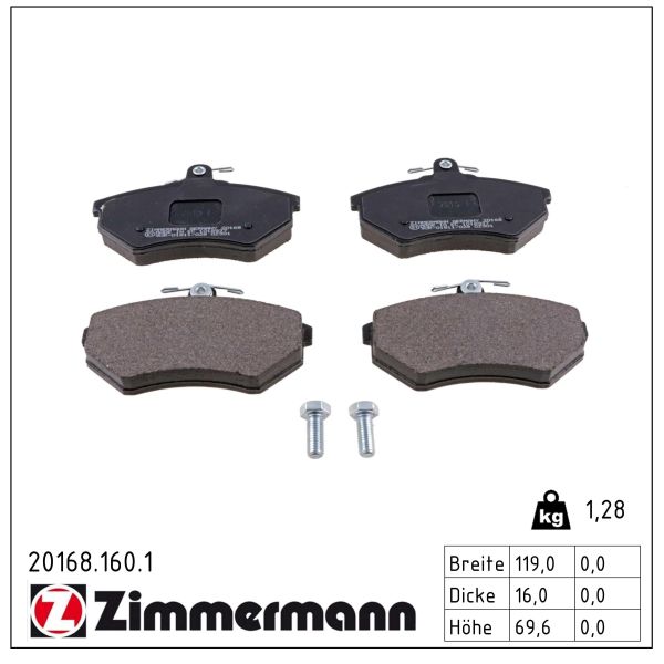 Zimmermann Bremsbelagsatz, Scheibenbremse [Hersteller-Nr. 20168.160.1] für VW, Seat - Bild 3