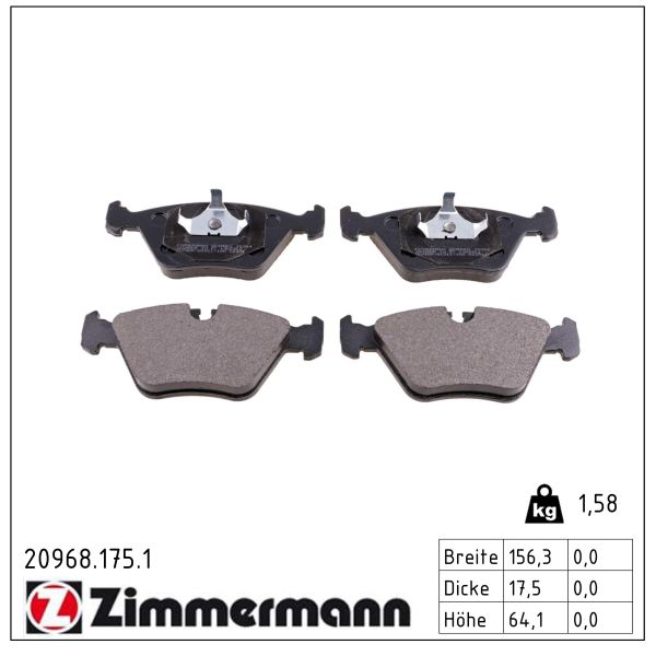 Zimmermann Bremsbelagsatz, Scheibenbremse [Hersteller-Nr. 20968.175.1] für Daimler, Jaguar - Bild 4