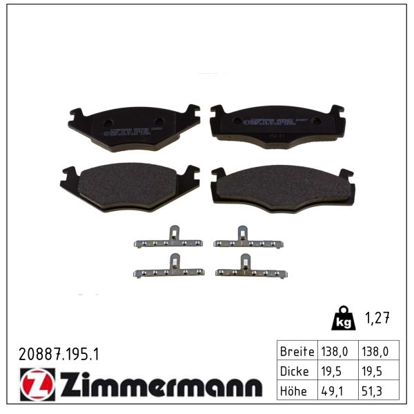 Zimmermann 20887.195.1 Bremsbelagsatz für Scheibenbremse Bremsbelagsatz - Bild 3