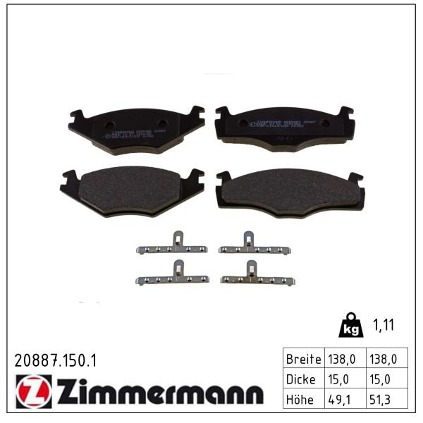 Zimmermann 20887.150.1 Bremsbelagsatz für Scheibenbremse Bremsbelagsatz - Bild 3