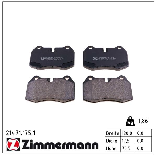 Zimmermann 21471.175.1 Bremsbelagsatz für Scheibenbremse Bremsbelagsatz - Bild 3