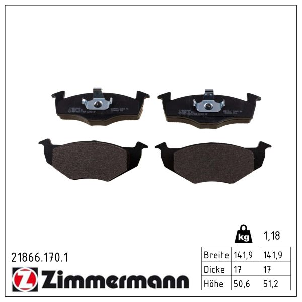 Zimmermann 21866.170.1 Bremsbelagsatz für Scheibenbremse Bremsbelagsatz - Bild 3