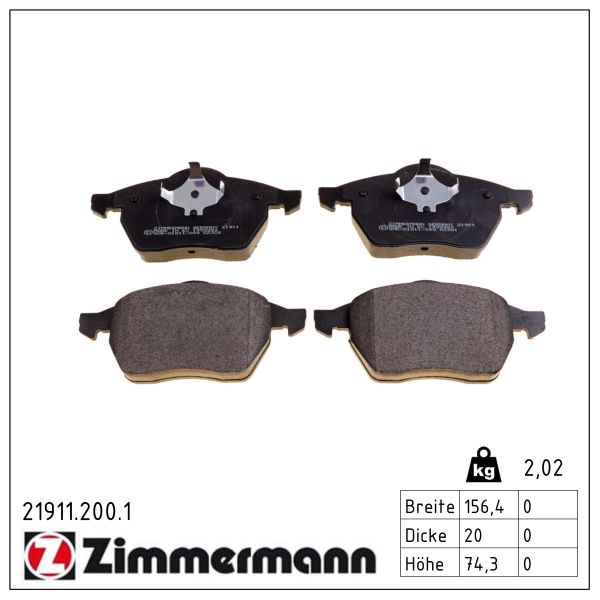 Zimmermann 21911.200.1 Bremsbelagsatz für Scheibenbremse Bremsbelagsatz - Bild 3