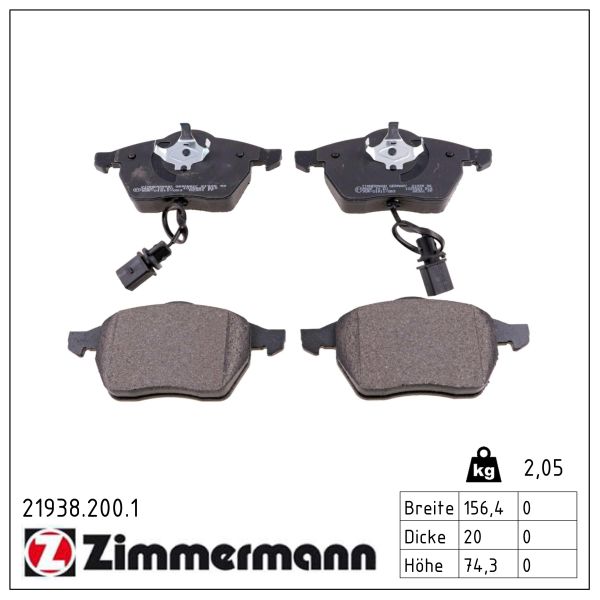 Zimmermann 21938.200.1 Bremsbelagsatz für Scheibenbremse Bremsbelagsatz - Bild 2