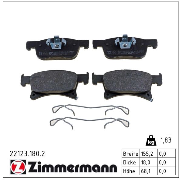 Zimmermann 22123.180.2 Bremsbelagsatz für Scheibenbremse Bremsbelagsatz - Bild 4