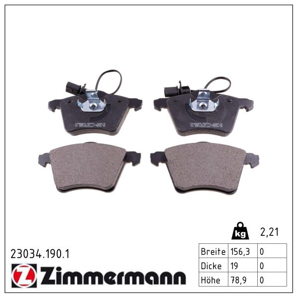 Zimmermann 23034.190.1 Bremsbelagsatz für Scheibenbremse Bremsbelagsatz für VW - Bild 4