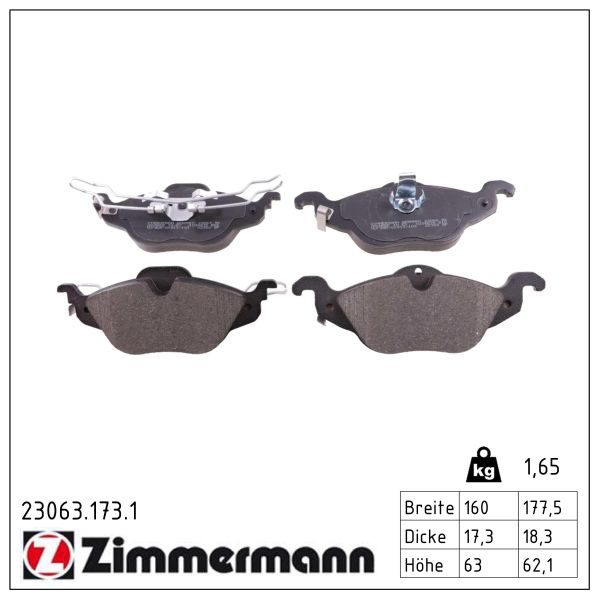Zimmermann 23063.173.1 Bremsbelagsatz für Scheibenbremse Bremsbelagsatz - Bild 4