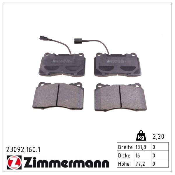 Zimmermann 23092.160.1 Bremsbelagsatz für Scheibenbremse Bremsbelagsatz - Bild 2