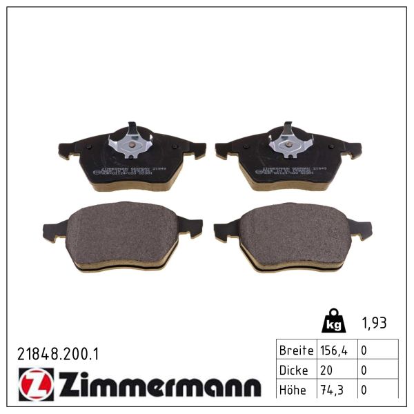 ZIMMERMANN Bremsbeläge VORDERACHSE für SHARAN VW SEAT ALHAMBRA - Bild 3