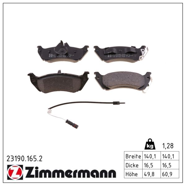 Zimmermann 23190.165.2 Bremsbelagsatz für Scheibenbremse Bremsbelagsatz - Bild 3