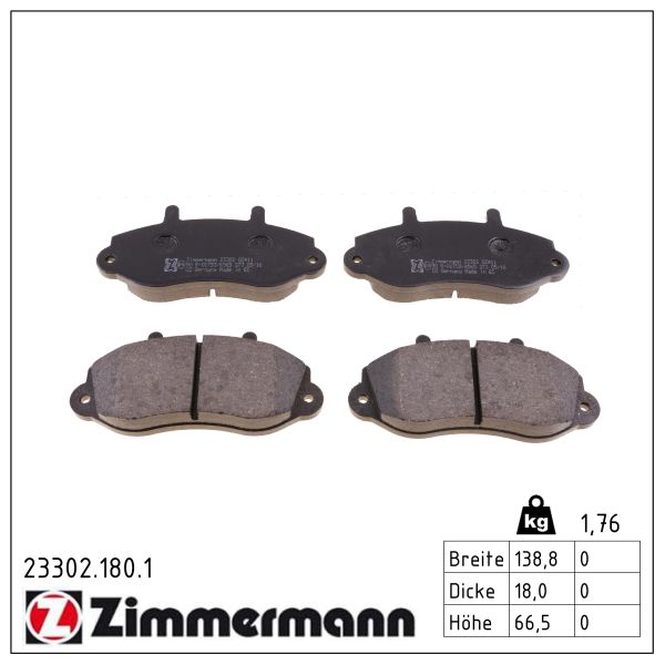 Zimmermann Bremsbelagsatz, Scheibenbremse [Hersteller-Nr. 23302.180.1] für Renault, Opel, Vauxhall - Bild 3