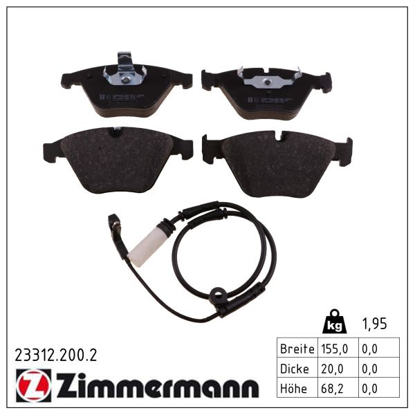 Zimmermann Bremsbelagsatz, Scheibenbremse [Hersteller-Nr. 23312.200.2] für BMW - Bild 3