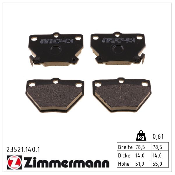 Zimmermann Bremsbelagsatz, Scheibenbremse [Hersteller-Nr. 23521.140.1] für Toyota - Bild 4