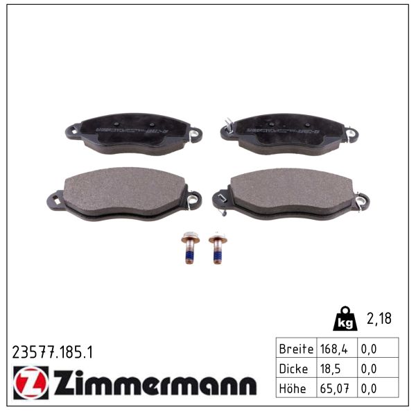 Zimmermann Bremsbelagsatz, Scheibenbremse [Hersteller-Nr. 23577.185.1] für Ford - Bild 3