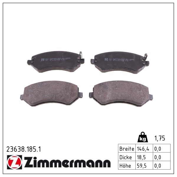 Zimmermann Bremsbelagsatz, Scheibenbremse [Hersteller-Nr. 23638.185.1] für Chrysler, Jeep - Bild 3
