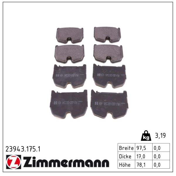 Zimmermann 23943.175.1 Bremsbelagsatz für Scheibenbremse Bremsbelagsatz - Bild 4