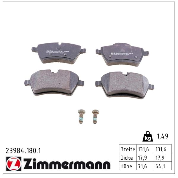 Zimmermann 23984.180.1 Bremsbelagsatz für Scheibenbremse Bremsbelagsatz - Bild 5