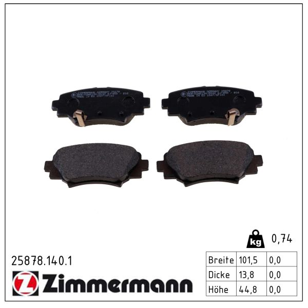 Zimmermann Bremsbelagsatz, Scheibenbremse [Hersteller-Nr. 25878.140.1] für Mazda - Bild 5