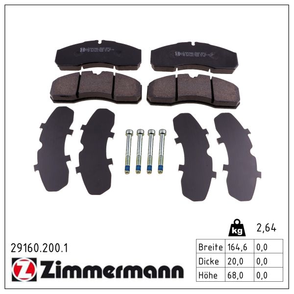 Zimmermann Bremsbelagsatz, Scheibenbremse [Hersteller-Nr. 29160.200.1] für Renault Trucks, Iveco - Bild 4