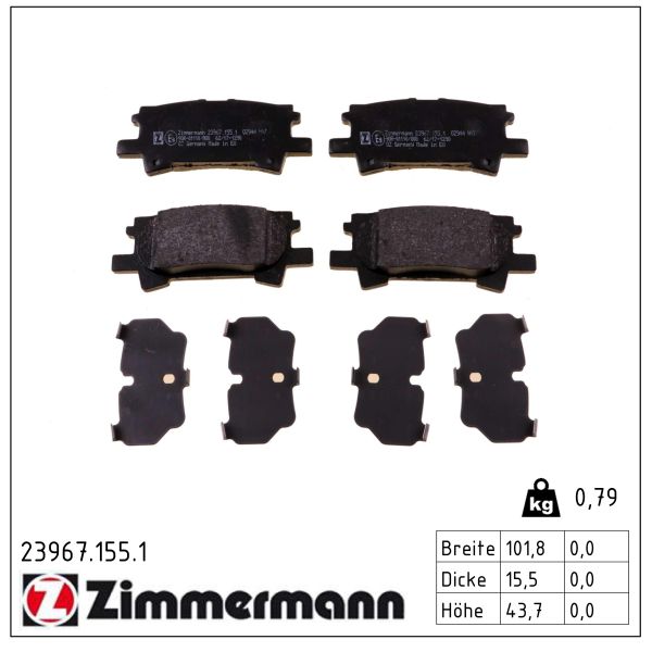 Zimmermann Bremsbelagsatz, Scheibenbremse [Hersteller-Nr. 23967.155.1] für Lexus - Bild 4