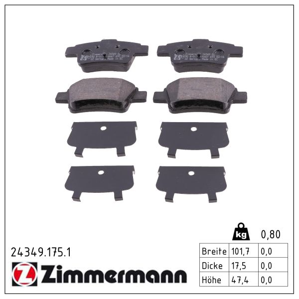 Zimmermann 24349.175.1 Bremsbelagsatz für Scheibenbremse Bremsbelagsatz - Bild 6