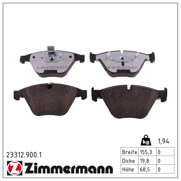 Zimmermann Bremsbelagsatz, Scheibenbremse [Hersteller-Nr. 23312.900.1] für BMW - Bild 3