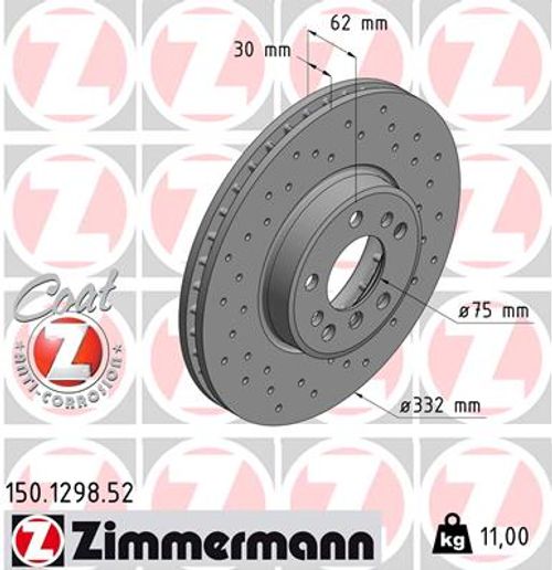 ZIMMERMANN Bremsscheibe "SPORT COAT Z", Art.-Nr. 150.1298.52