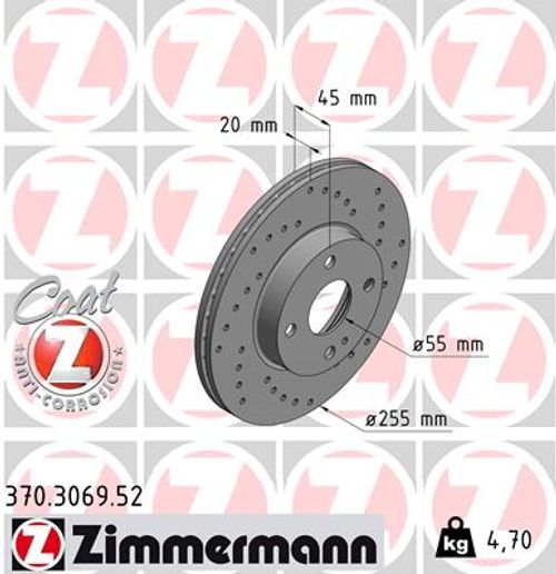 ZIMMERMANN Bremsscheibe "SPORT COAT Z", Art.-Nr. 370.3069.52